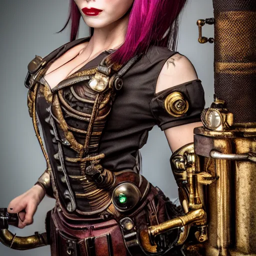 Image similar to 8 k award winner photo of a steampunk android beauty