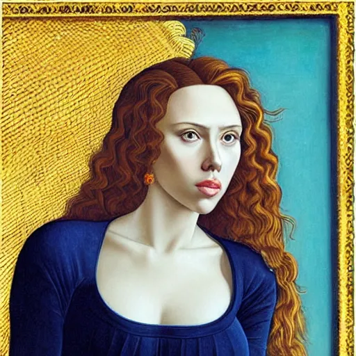 Image similar to “Scarlett Johansson portrait, Sandro Botticelli”