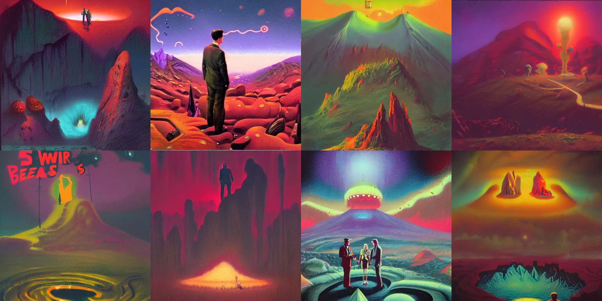 Prompt: Surreal Twin Peaks comic artwork by Paul Lehr