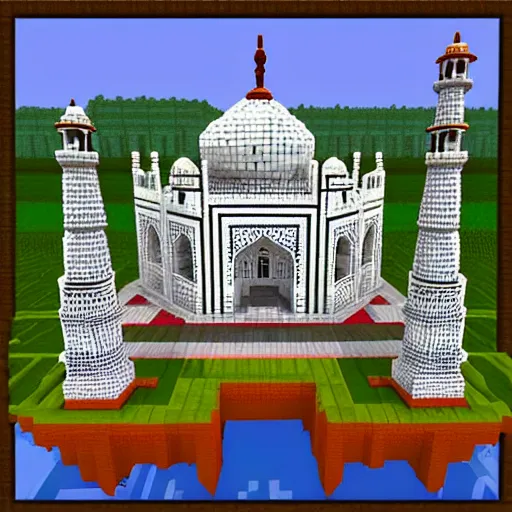 Prompt: the taj mahal voxel art