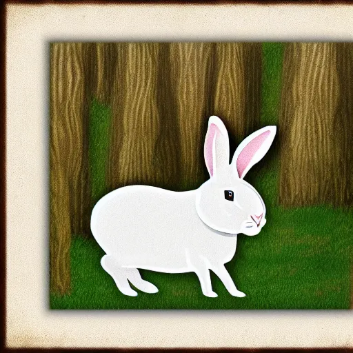 Prompt: Digital art of a rabbit mixed with a ox in the woods