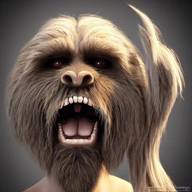 Image similar to perfectly centered portrait, happy hairy monster, candid photography, by anne stokes, highly detailed, unreal engine 5