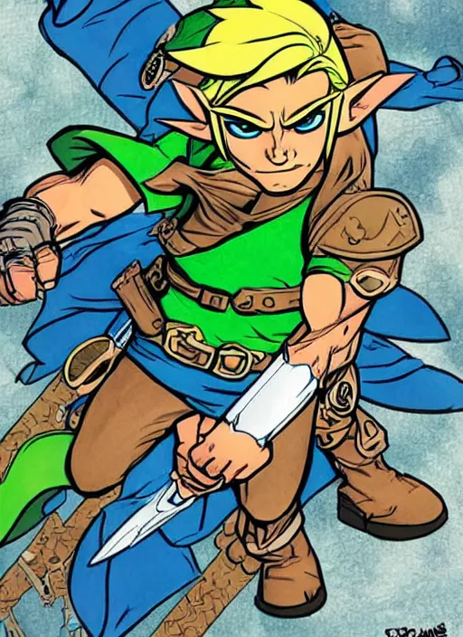 Prompt: link by ed mcguinness, masterpiece ink illustration,