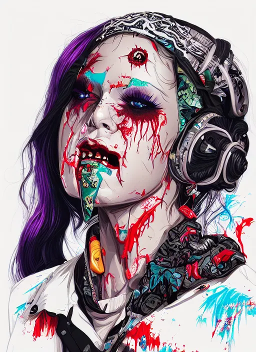 Image similar to zombie girl hiphop streetwear drip, tristan eaton, victo ngai, artgerm, rhads, ross draws