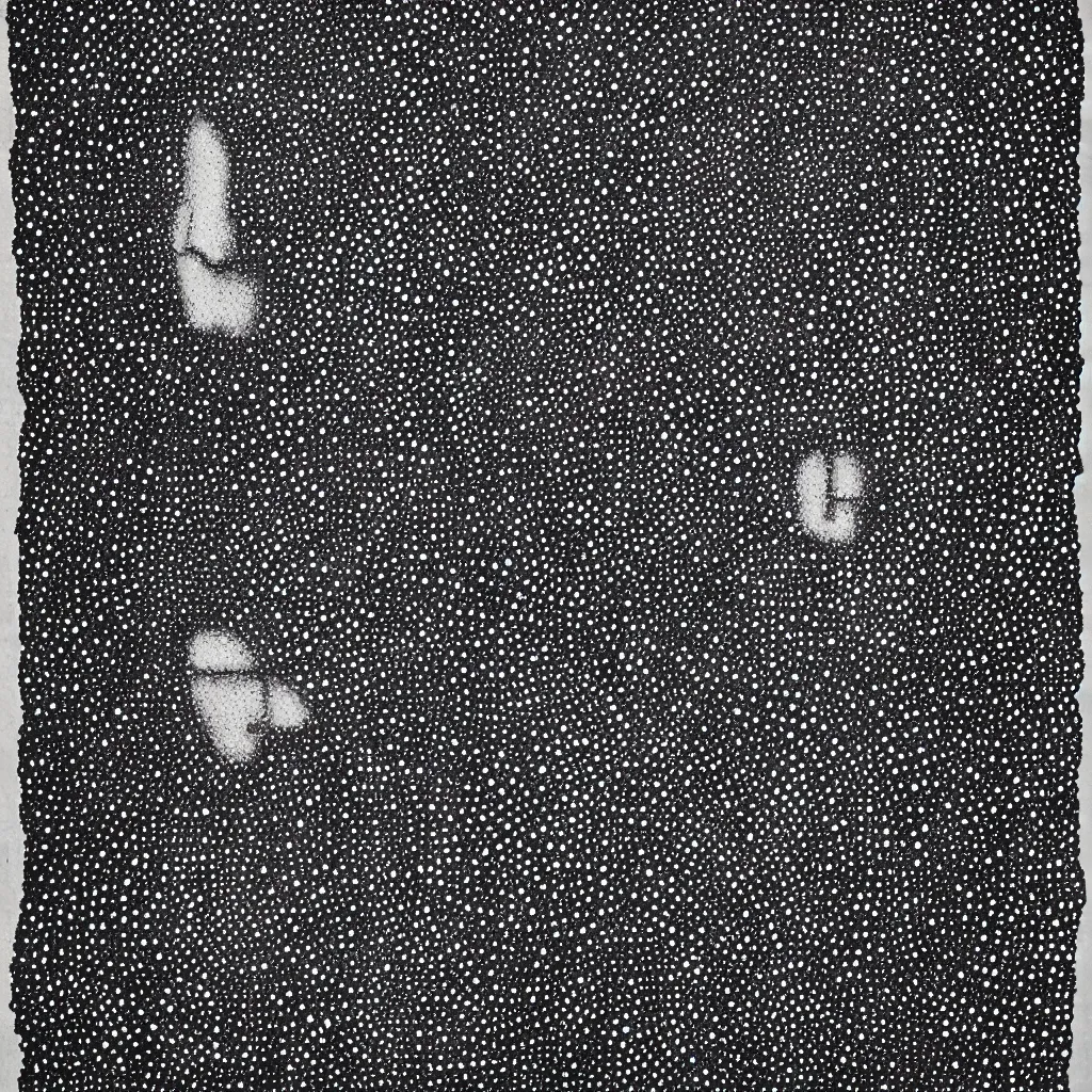 Image similar to face made out of planet, faceless people dark, dots, drip, stipple, pointillism, technical, abstract, minimal, style of francis bacon, asymmetry, pulled apart, cloak, hooded figure