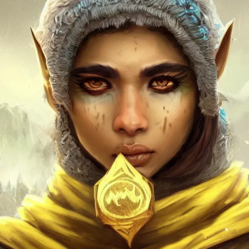 Prompt: portrait of young wild arabian nomad half werewolf, with yellow cloths, league of legends splash art, hearthstone splash art, full body shot, rule of thirds, ultrafine hyperrealistic detailed face, artgerm, greg rutkowski, trending on artstation, 8 k, intricately detailed, highly detailed