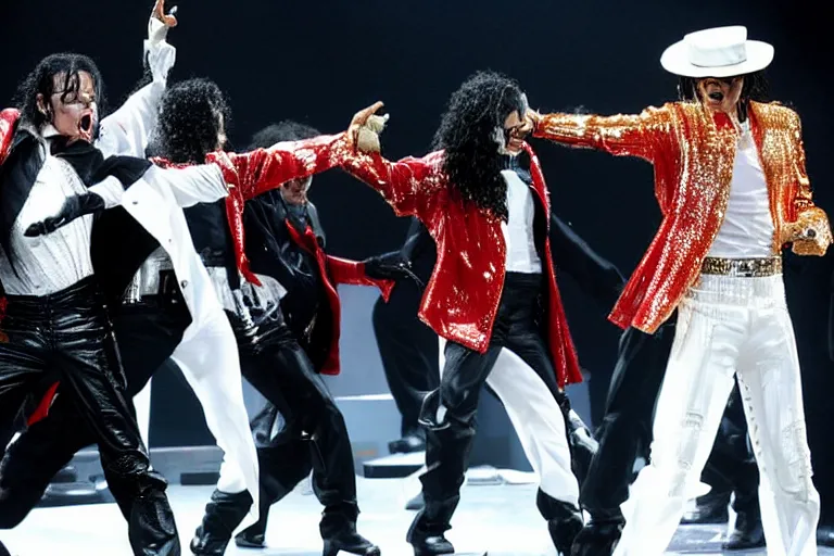 Prompt: Hyper Realistic Michael Jackson this is it 2009 July performance at O2 arena London, 4K