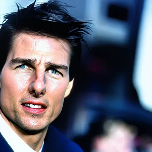 Prompt: photo of tom cruise with blue spiky hair, cinestill, 8 0 0 t, 3 5 mm, full - hd