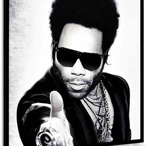 Image similar to lenny kravitz as men in black agent, detailed 8 k photorealistic portrait, imdb poster style