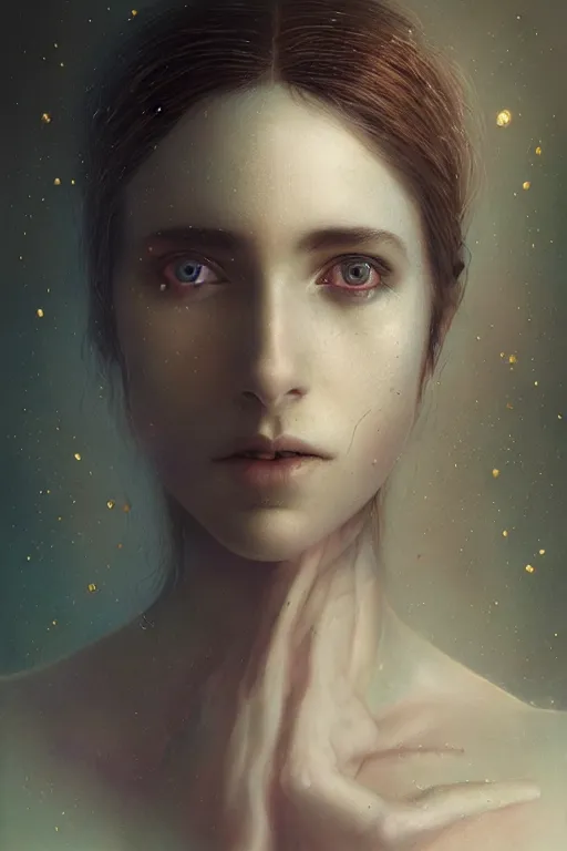 Image similar to portrait of a young woman, neo - surrealism, by tom bagshaw and anna dittman, portrait, 2 4 mm lens, golden ratio composition, detailed face, studio photography, very detailed, abstract expressionism, 8 k, highly coherent