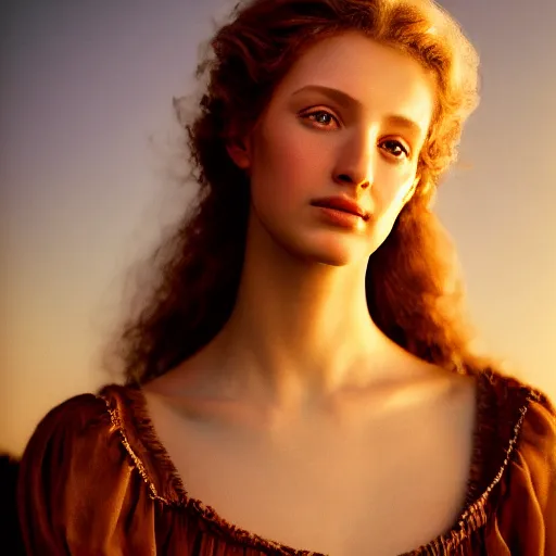 Image similar to photographic portrait of a stunningly beautiful italian renaissance female in soft dreamy light at sunset, contemporary fashion shoot, by edward robert hughes, annie leibovitz and steve mccurry, david lazar, jimmy nelsson, breathtaking, 8 k resolution, extremely detailed, beautiful, establishing shot, artistic, hyperrealistic, beautiful face, octane render