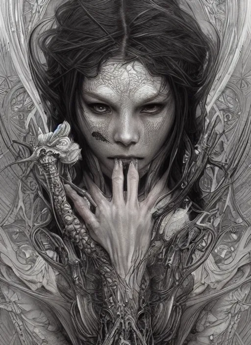 Image similar to an intricate pencil sketch of monster anatomy, ultra realistic, concept art, intricate details, eerie, highly detailed, photorealistic, octane render, 8 k, unreal engine. art by artgerm and greg rutkowski and charlie bowater and magali villeneuve and alphonse mucha