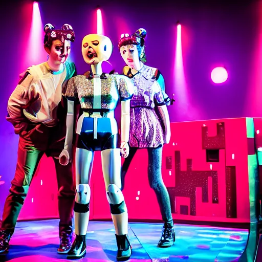 Image similar to girl robot the musical, live stage production photography