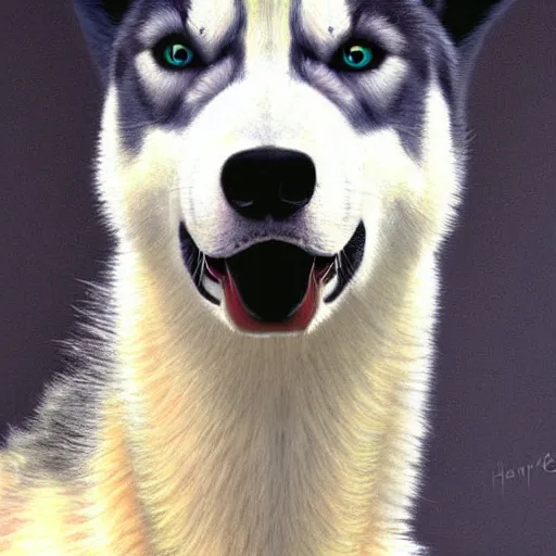 Prompt: a potrait of a husky - girrafe hybrid an ultrafine detailed detailed painting for detailed detailed people 4 k ultra high definition, more real than the realist possible reality times infinity