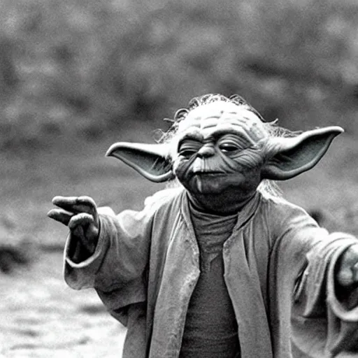 Image similar to yoda performing at woodstock