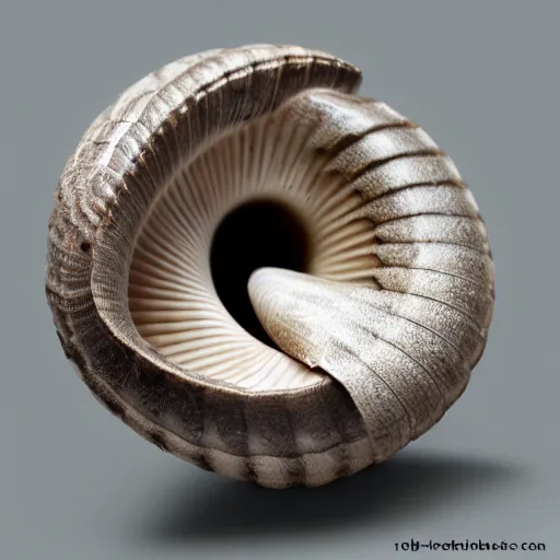 Image similar to a seashell made out of insane geometry. product photo