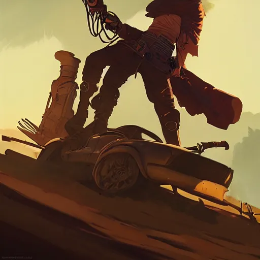 Image similar to hero world mad max, behance hd by jesper ejsing, by rhads, makoto shinkai and lois van baarle, ilya kuvshinov, rossdraws global illumination