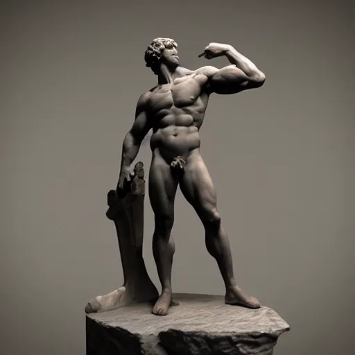 Prompt: a detailed sculpture of hercules, renaissance style by michelangelo and auguste rodin. volumetric lighting, ultra - hd, unreal engine 5