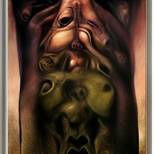 Image similar to the mutation of flesh by H R Giger