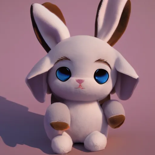 Image similar to cute fumo plush bunny girl, floppy ears, furry anime, vray