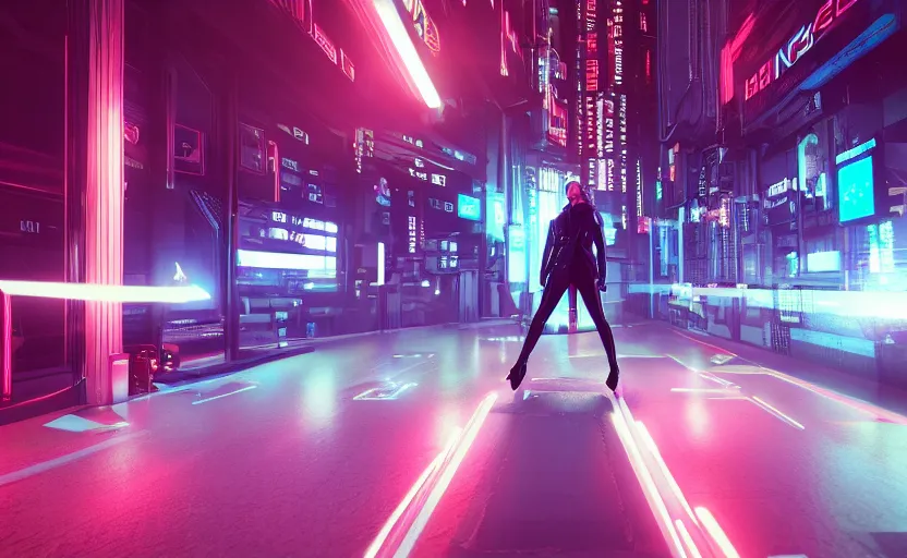 Prompt: a 3 d render of a person standing in the metaverse, cyberpunk with lights and electricity and neon, bokeh, canon 5 0 mm, cinematic lighting, volumetric light, octane, octane render, redshift render