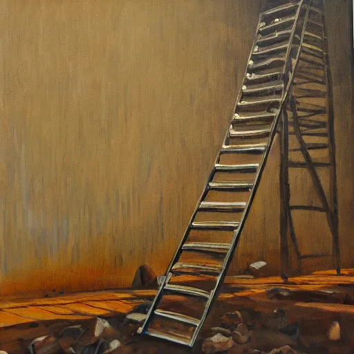 Prompt: The ladder of Causality, oil painting