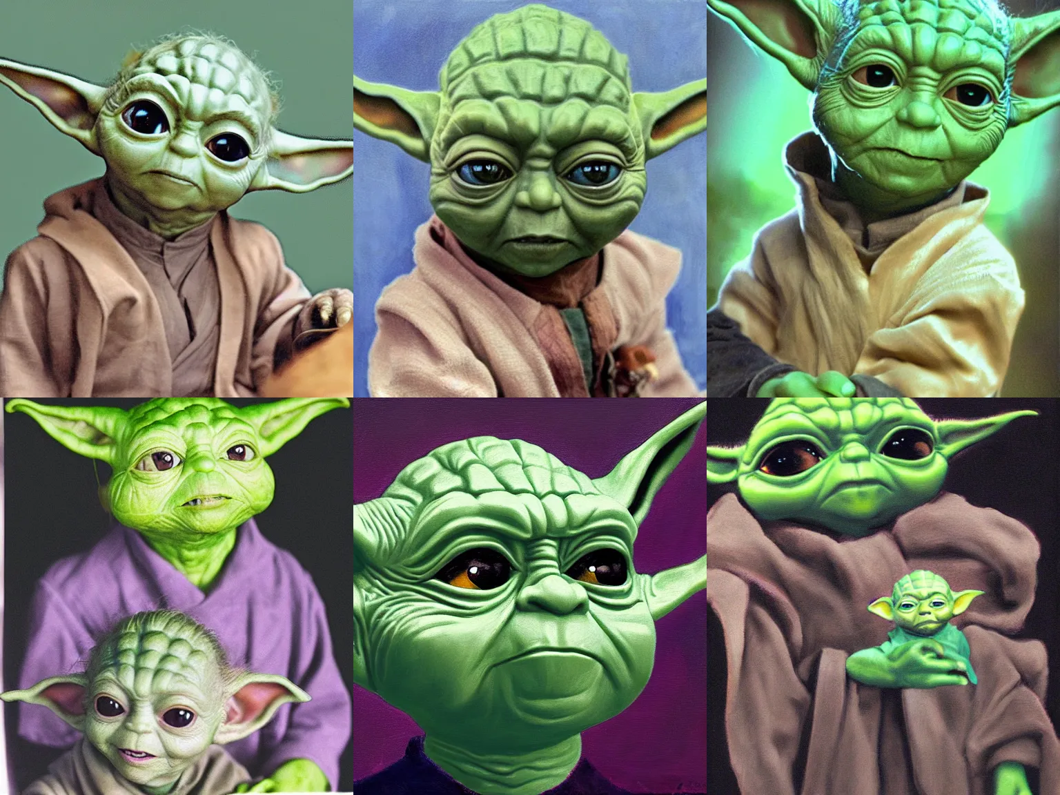 Prompt: portrait of yoda, mixed with baby yoda