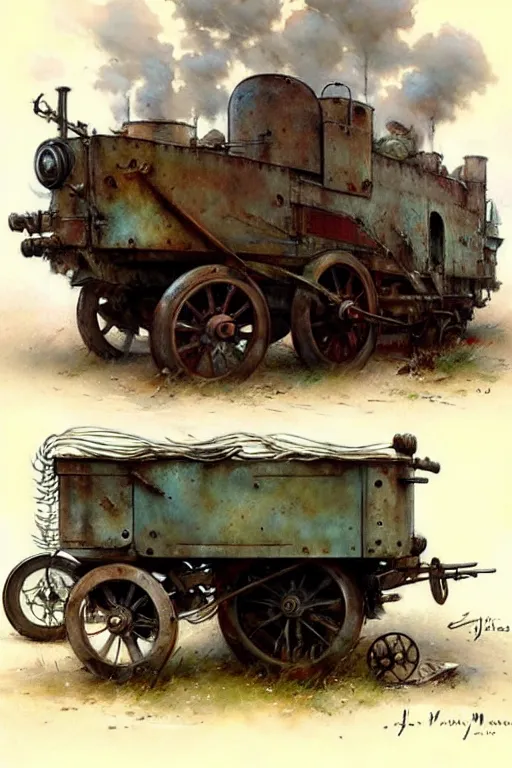 Prompt: (((((1950s brutal steel wagon . muted colors.))))) by Jean-Baptiste Monge !!!!!!!!!!!!!!!!!!!!!!!!!!!