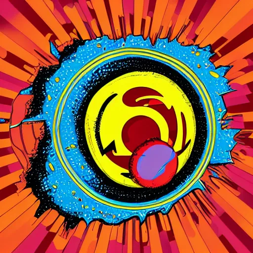 Image similar to 2 planet collapse particle fusion element macro cosmic art by butcher billy, sticker, colorful, illustration, highly detailed, simple, smooth and clean vector curves, no jagged lines, vector art, smooth andy warhol style