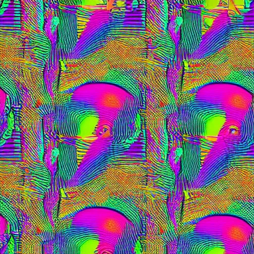 Image similar to thom yorke's head repeating, wallpaper pattern, neon colors, mod, pop art