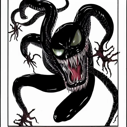 Image similar to venom drawn by junji ito