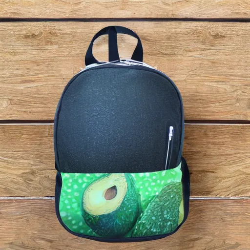 Prompt: avocado backpack, studio photo, fun design