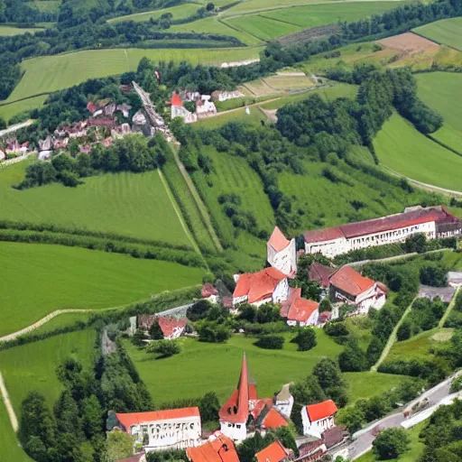 Image similar to Burg Güssing in Südburgenland. Aerial photograph of installation by Christo Vladimirov Javacheff.