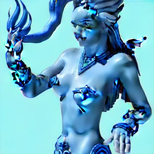 Image similar to a dnd Triton girl with blue skin