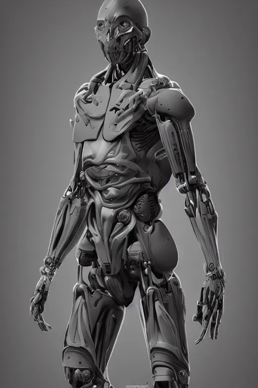 Image similar to symmetry!! full body human anatomy concept, gun metal grey, cyborg, monkey limbs, digital art, in the style of ben lol, brian sum, ramil sunga, herbert lowis, furio tedesschi, christopher cao, artstation, pinterest, deviantart, photoshop, octane render, unreal engine