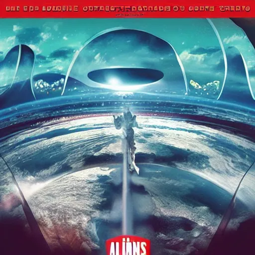 Image similar to alines invading earth, cinema poster, futuristic style