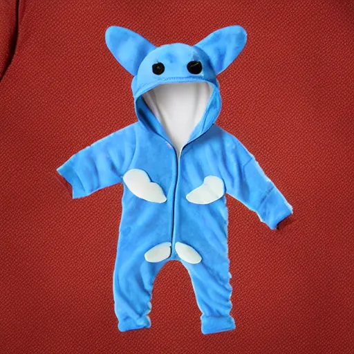 Prompt: cute and cuddly shark dressed in a onesie