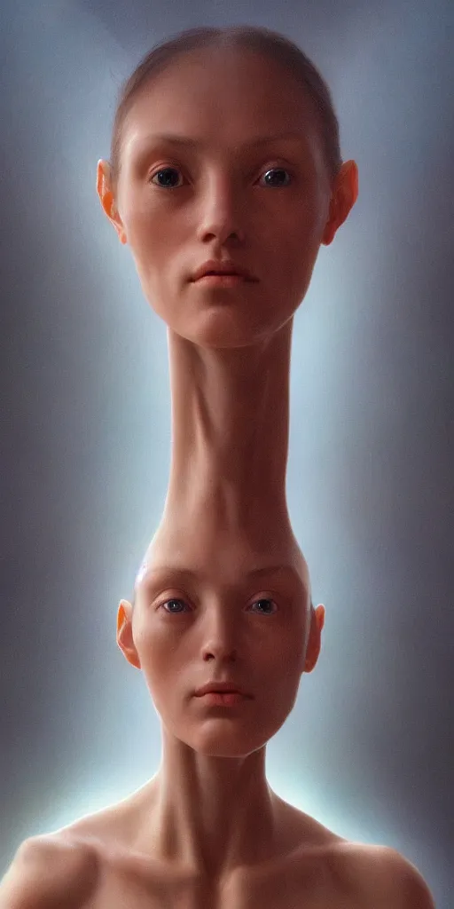 Prompt: A beautiful female alien face with a very long neck, alien is from the future, Realistic, Refined, Detailed Digital Art, Oil Painting, William-Adolphe Bouguereau, Pre-Raphaelite,Renaissance, Highly Detailed, Cinematic Lighting, Unreal Engine, 8K