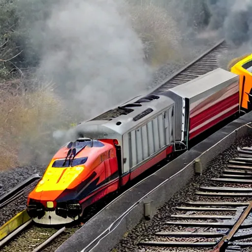 Image similar to trains colliding at full speed