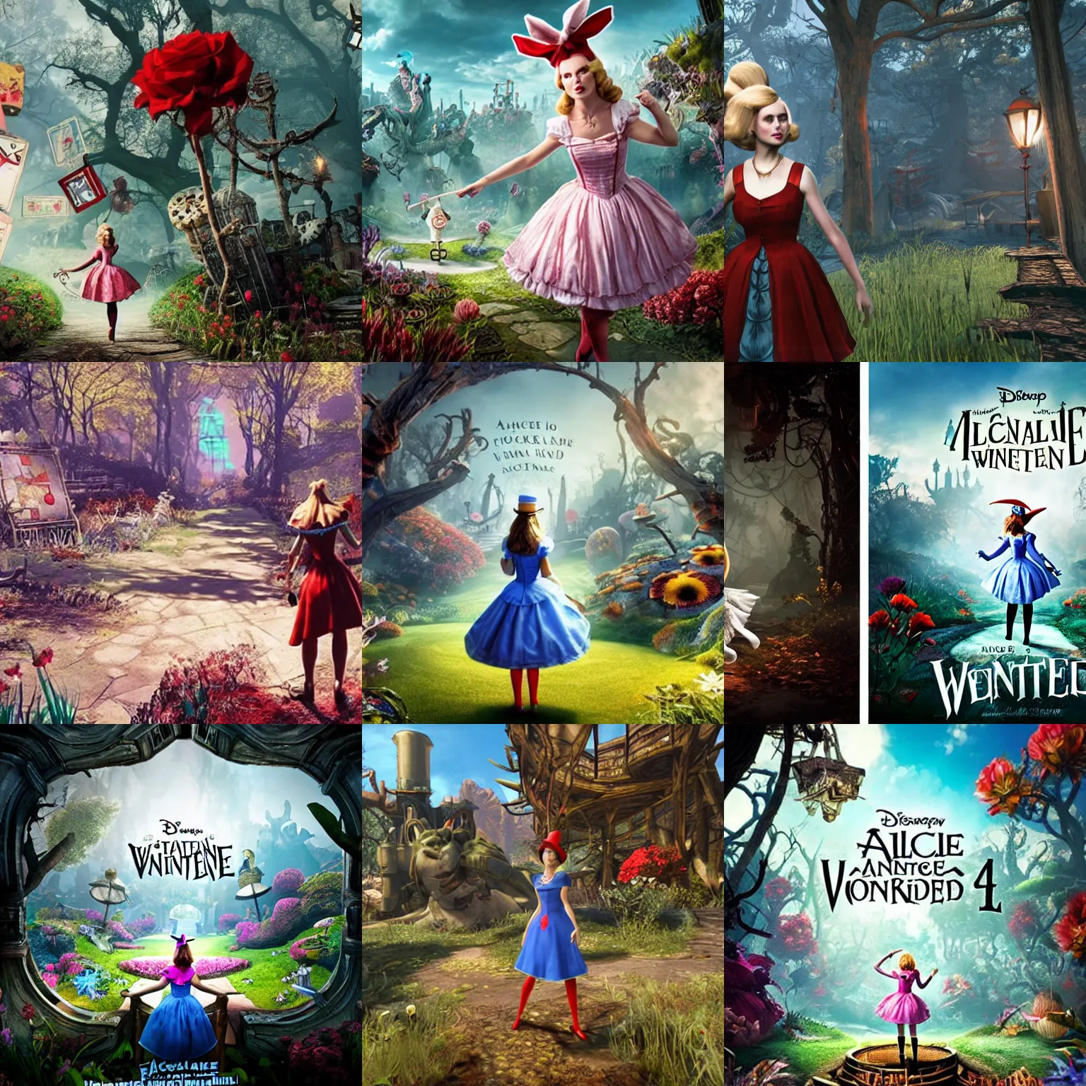 Prompt: Alice in wonderland, Fallout 4, unreal Engine