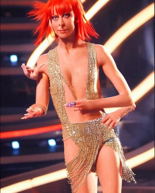 Image similar to leeloo from the 5th element on dancing with the stars, 4k tv still, cdx