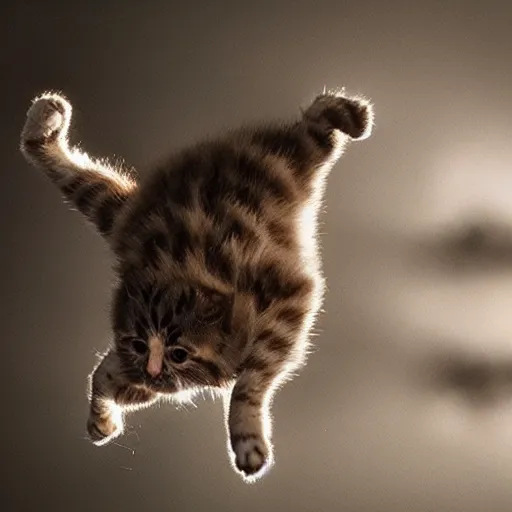 Image similar to photo of flying kittens, award - winning photograph, national geographic, perfect lighting