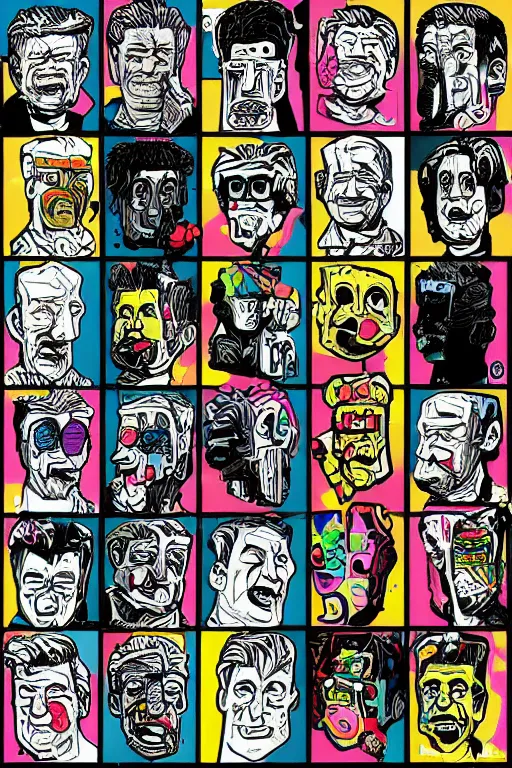 Image similar to sticker art, cronobreaker moai statue popart slap face caricature comic book illustration cartoon graffity street digital