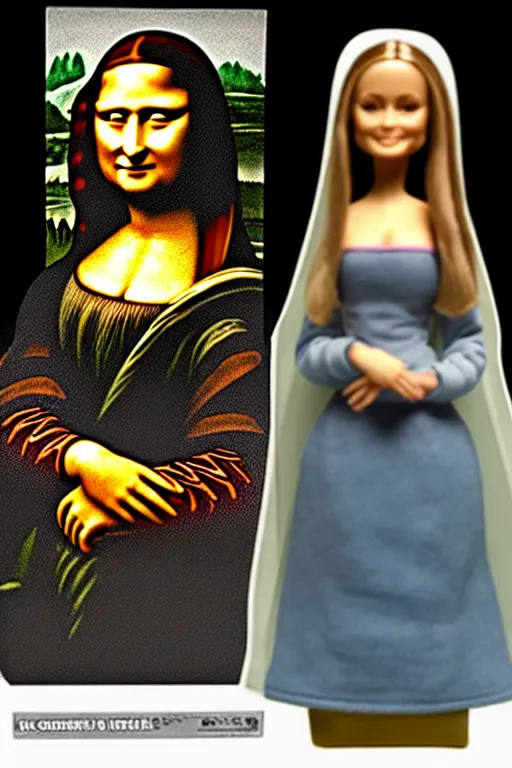 Image similar to collectable action figure negative no not mona lisa barbie doll toy action figure