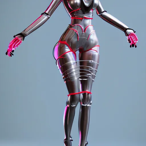 Prompt: sweet flirty gynoid posing offer herself, octane, cgi, highly detailed, photorealistic,