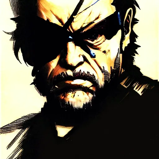 Prompt: beautiful videogame concept art of danny devito from metal gear solid, by yoji shinkawa