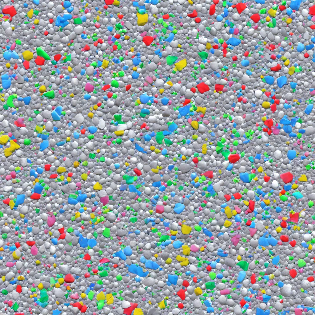 Image similar to a texture of white and small colorful recycled plastic texture, sustainable materials, texture for 3 d, pet, hdpe, ldpe, pp, ps, pvc, pbr, pbr texture, cg, 3 d, rendering, unreal engine