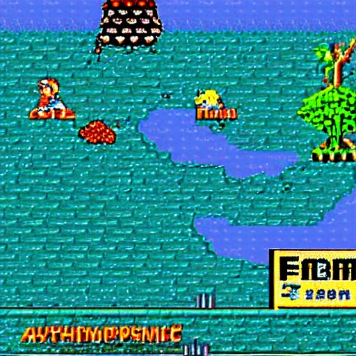 Image similar to screenshot of an snes game about fishing