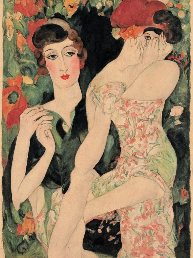 Prompt: a portrait of a woman by gerda wegener, 1 9 2 0 era fashion,