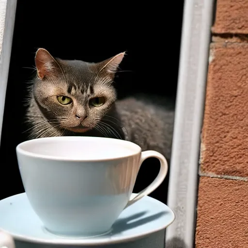 Image similar to british cat sipping on tea